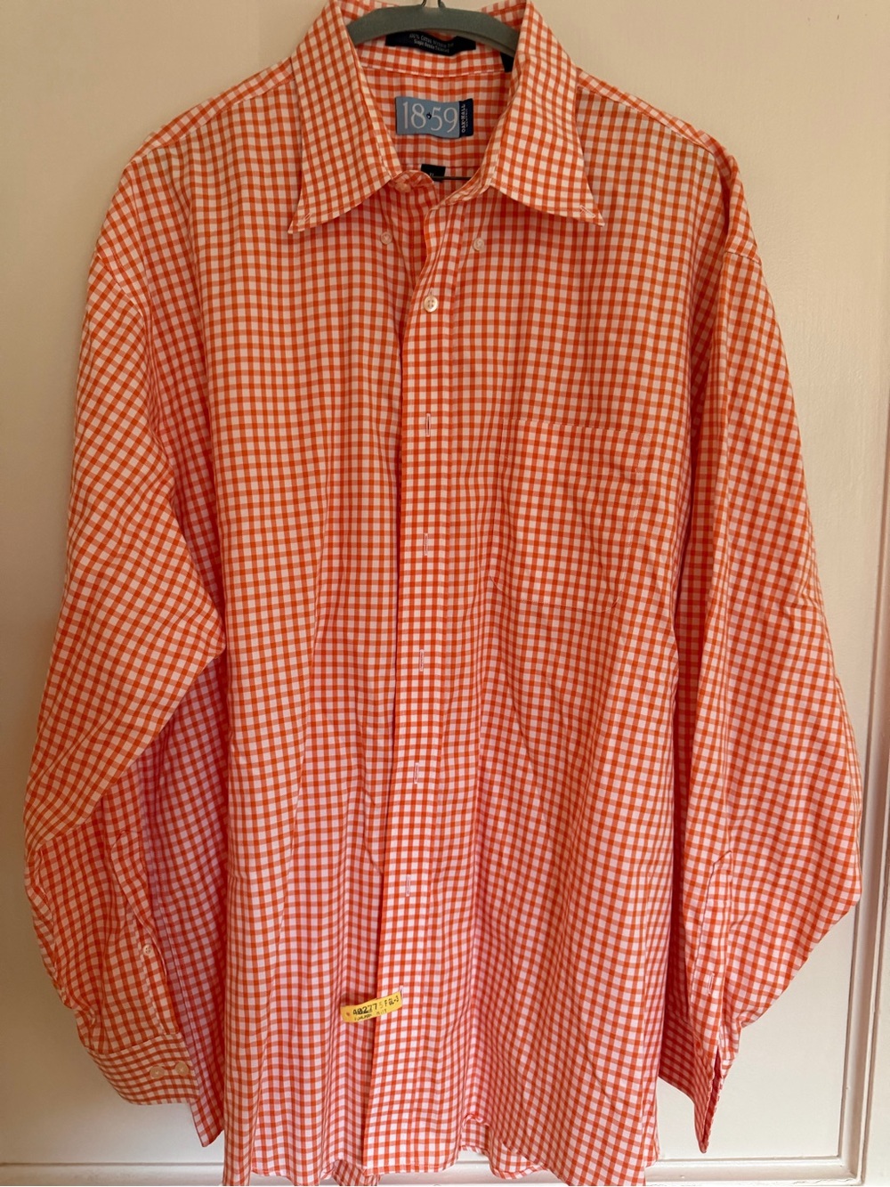 XL Oak Hall 1859 Orange Gingham Shirt long sleeve Vols Tennessee